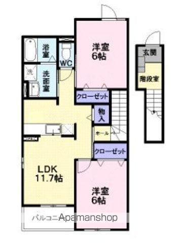 カルチェ・ド・モエI(2LDK/2階)の間取り写真