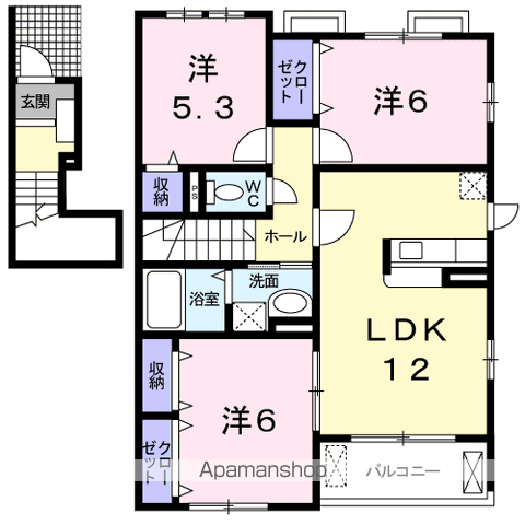 第6エスポワール(3LDK/2階)の間取り写真
