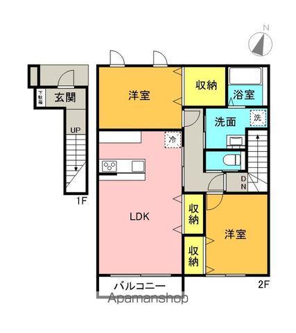 津森町アパートB(2LDK/1階)の間取り写真