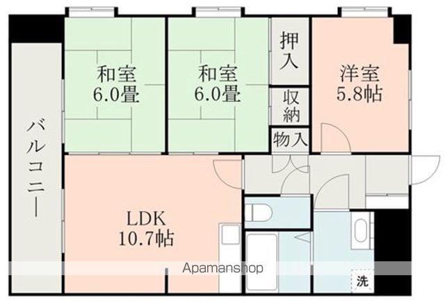 第3甲斐田ハイツ(3LDK/4階)の間取り写真