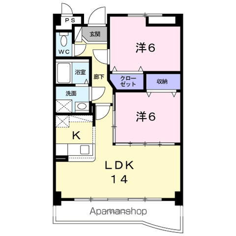 アルカンシェル(2LDK/3階)の間取り写真