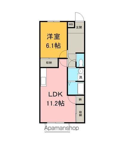 リアンノール(1LDK/2階)の間取り写真