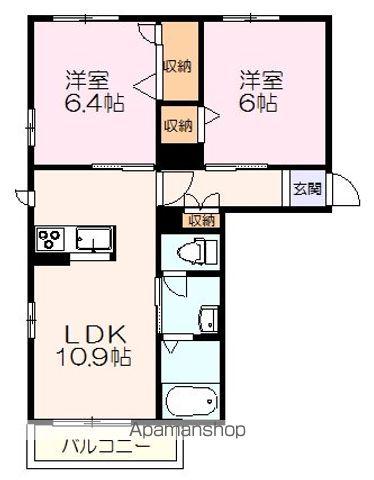 ブルックスターⅠ(2LDK/1階)の間取り写真