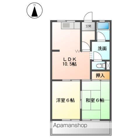 フラワーポリス咲Ⅱ(2LDK/2階)の間取り写真