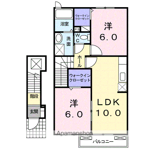 ひまわりⅡ(2LDK/2階)の間取り写真