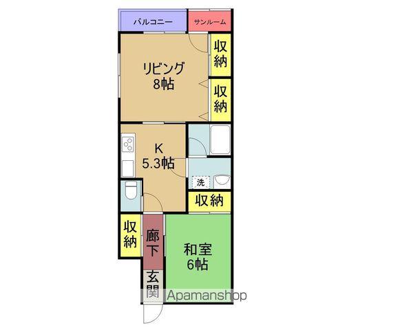 ブルーハウス(2K/1階)の間取り写真