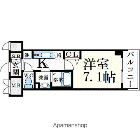 プレサンス桜通ベルノ(1K/13階)の間取り写真