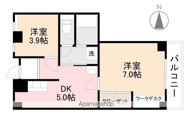 パールビルハスイ(2DK/6階)の間取り写真
