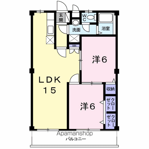 アビタシオンビラージュ2(2LDK/2階)の間取り写真