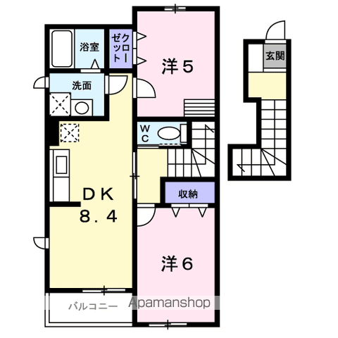 カルムセゾン Ⅰ(2DK/2階)の間取り写真