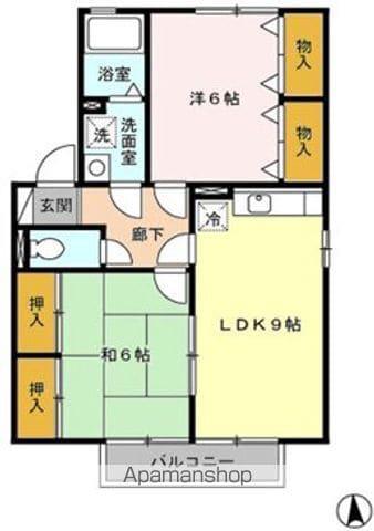 リヴェール Ⅲ棟(2LDK/1階)の間取り写真