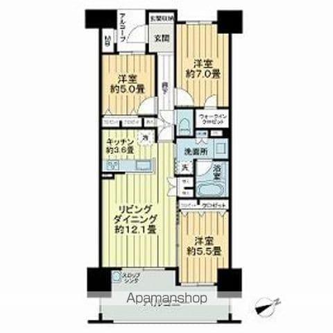 ライオンズ六ツ門サンリヤンタワー(3LDK/15階)の間取り写真