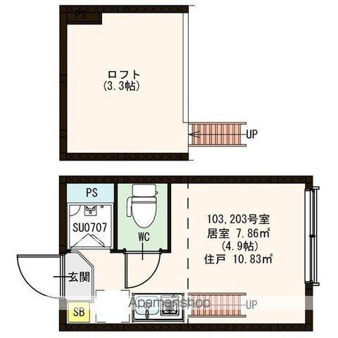 ベルアヴェニール(ワンルーム/2階)の間取り写真