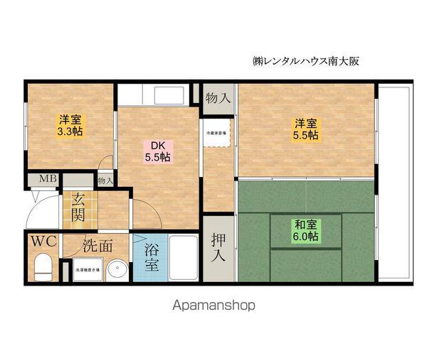 アンド・ユー岸和田(3DK/4階)の間取り写真