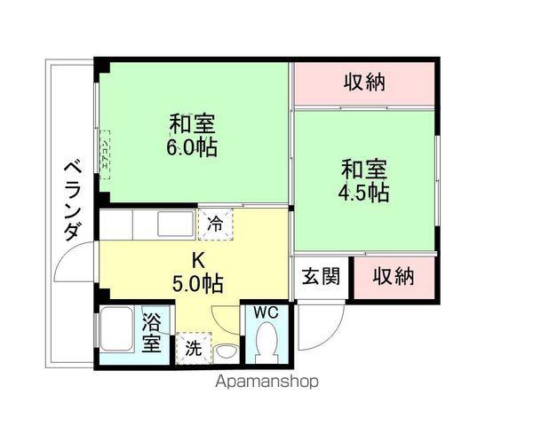 ベルク堀切2号棟(2K/2階)の間取り写真