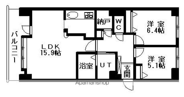 オリエンタルコート大友(2LDK/12階)の間取り写真
