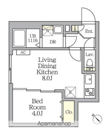 AGLAIA 新宿横寺町(1LDK/B1階)の間取り写真