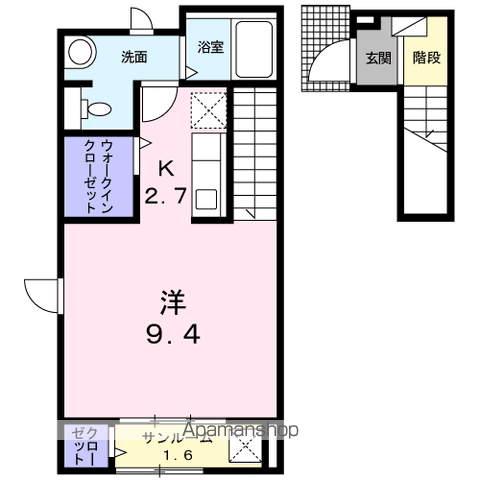 タートル・マウンテンⅡ(ワンルーム/2階)の間取り写真
