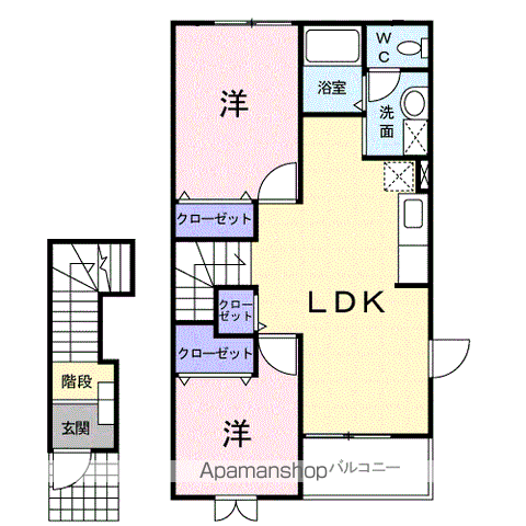 サンプロスペール(2LDK/2階)の間取り写真