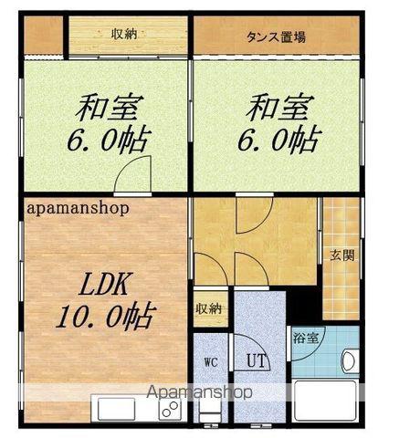 富岡アパート(2DK/2階)の間取り写真