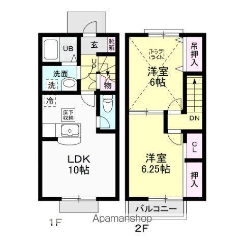 ウェントゥステラ(2LDK/2階)の間取り写真