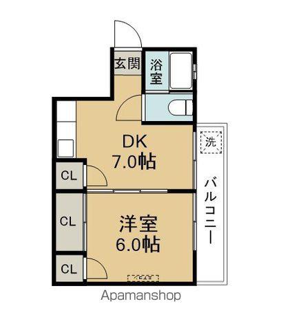 東海ビル(1DK/5階)の間取り写真