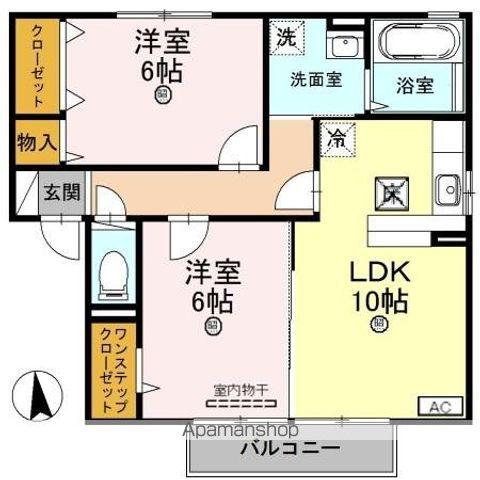 イベール・ドゥA(2LDK/1階)の間取り写真