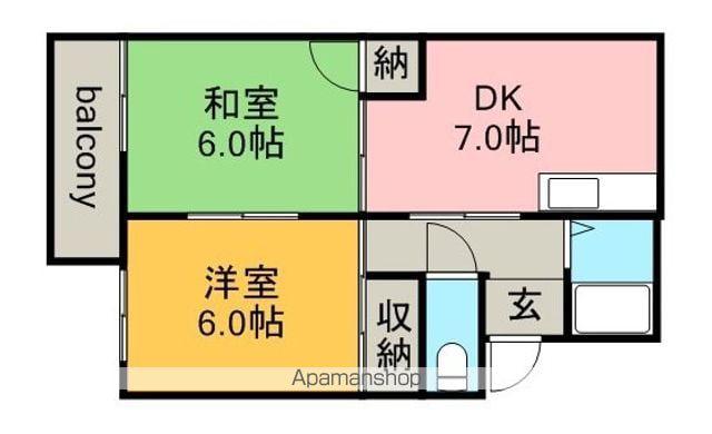 ロイヤルハイツ(2DK/2階)の間取り写真