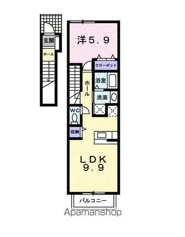 プロムナードNⅠ(1LDK/2階)の間取り写真