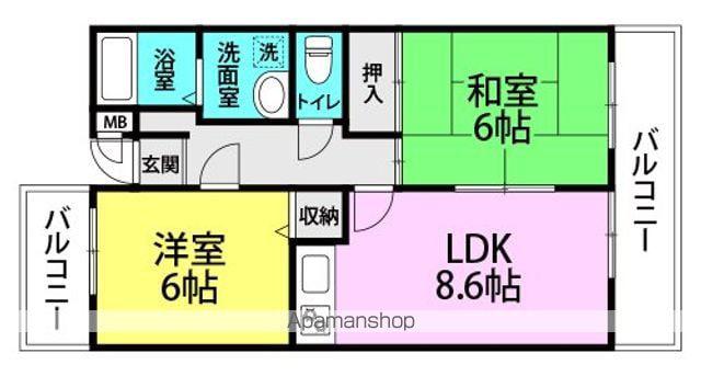 メゾン・ウィステリア(2LDK/1階)の間取り写真