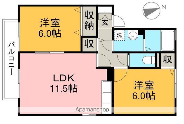 メゾン・テルシャトー C棟(2LDK/2階)の間取り写真