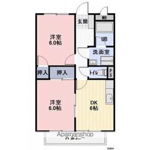 エバーグリーンちの(2DK/1階)の間取り写真