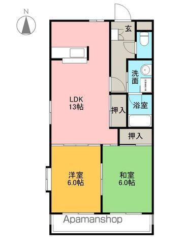 コーラル半田(2LDK/3階)の間取り写真