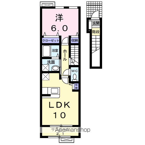 FLOURISHINニイザキⅠ(1LDK/2階)の間取り写真