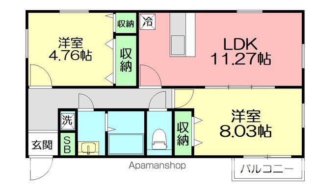 ベルフィールド(2LDK/2階)の間取り写真