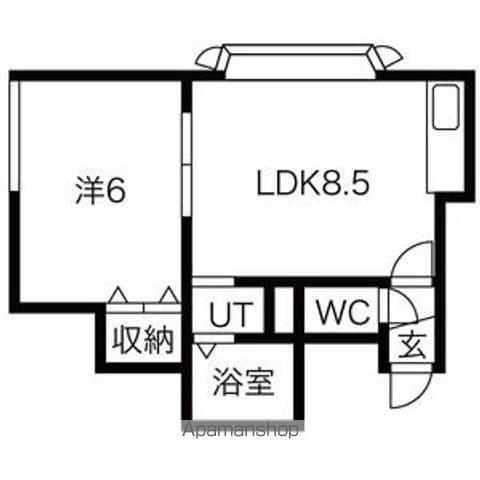 ノースウィングA(1LDK/3階)の間取り写真