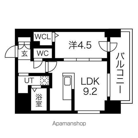 プライマル札幌桑園(1LDK/10階)の間取り写真