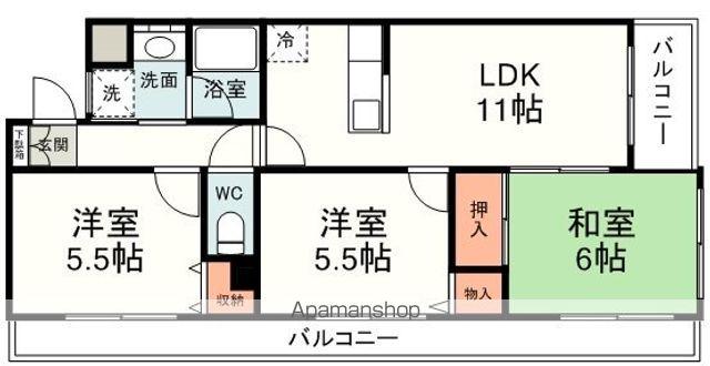 グランポワールⅡ(3LDK/2階)の間取り写真
