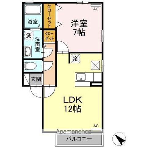 ミルキーウェイA(1LDK/1階)の間取り写真