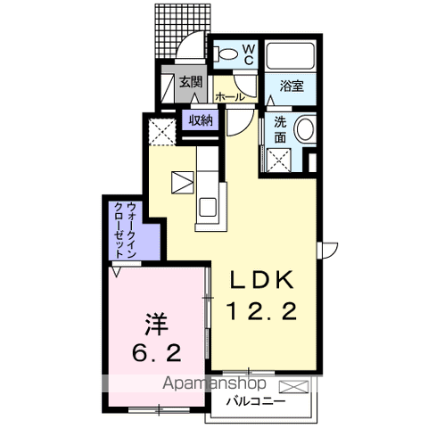 グラン ベルジュ D(1LDK/1階)の間取り写真