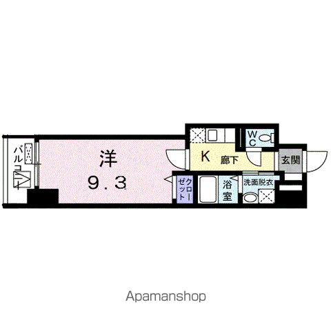 ウエストサイド中山道(1K/9階)の間取り写真