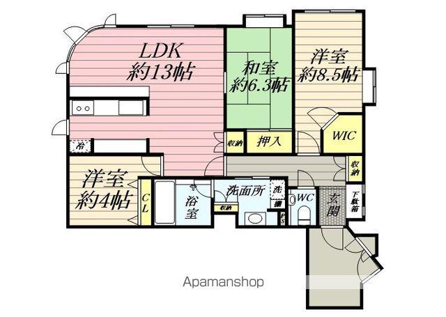 レクセルマンション福生(3LDK/2階)の間取り写真