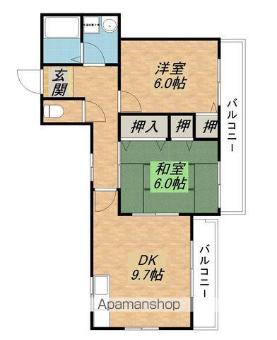ベルカント(2DK/1階)の間取り写真