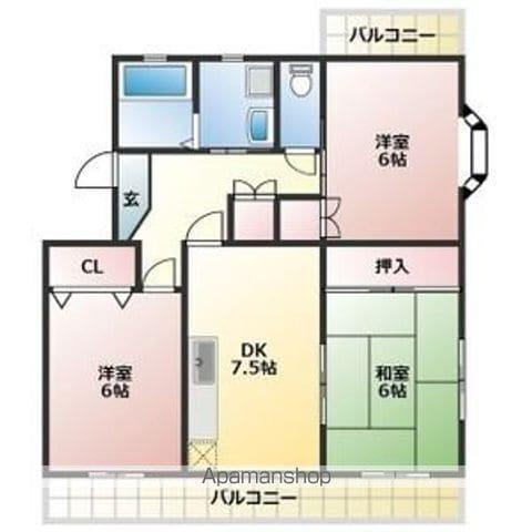 ルネッサンス雅 A棟(3DK/4階)の間取り写真