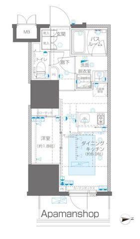 ZOOM信濃町(1DK/6階)の間取り写真