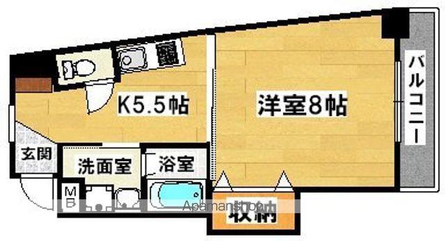 ウイングなかもず(1DK/3階)の間取り写真