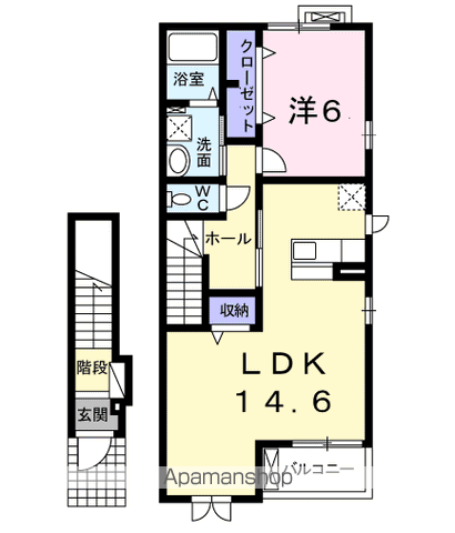 リバーサイドレジデンス(1LDK/2階)の間取り写真