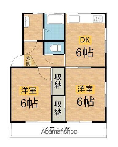 コーポ下川(2DK/2階)の間取り写真