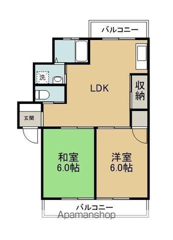 ヴィラサンライズ(2LDK/2階)の間取り写真
