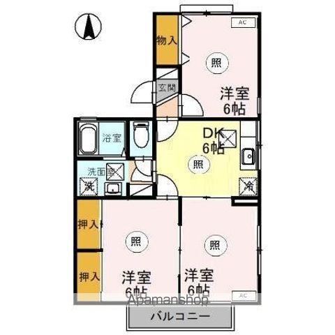 コーポラスITOⅡB棟(3DK/1階)の間取り写真